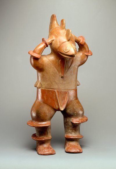 Male Figure with Shark by Colima Culture